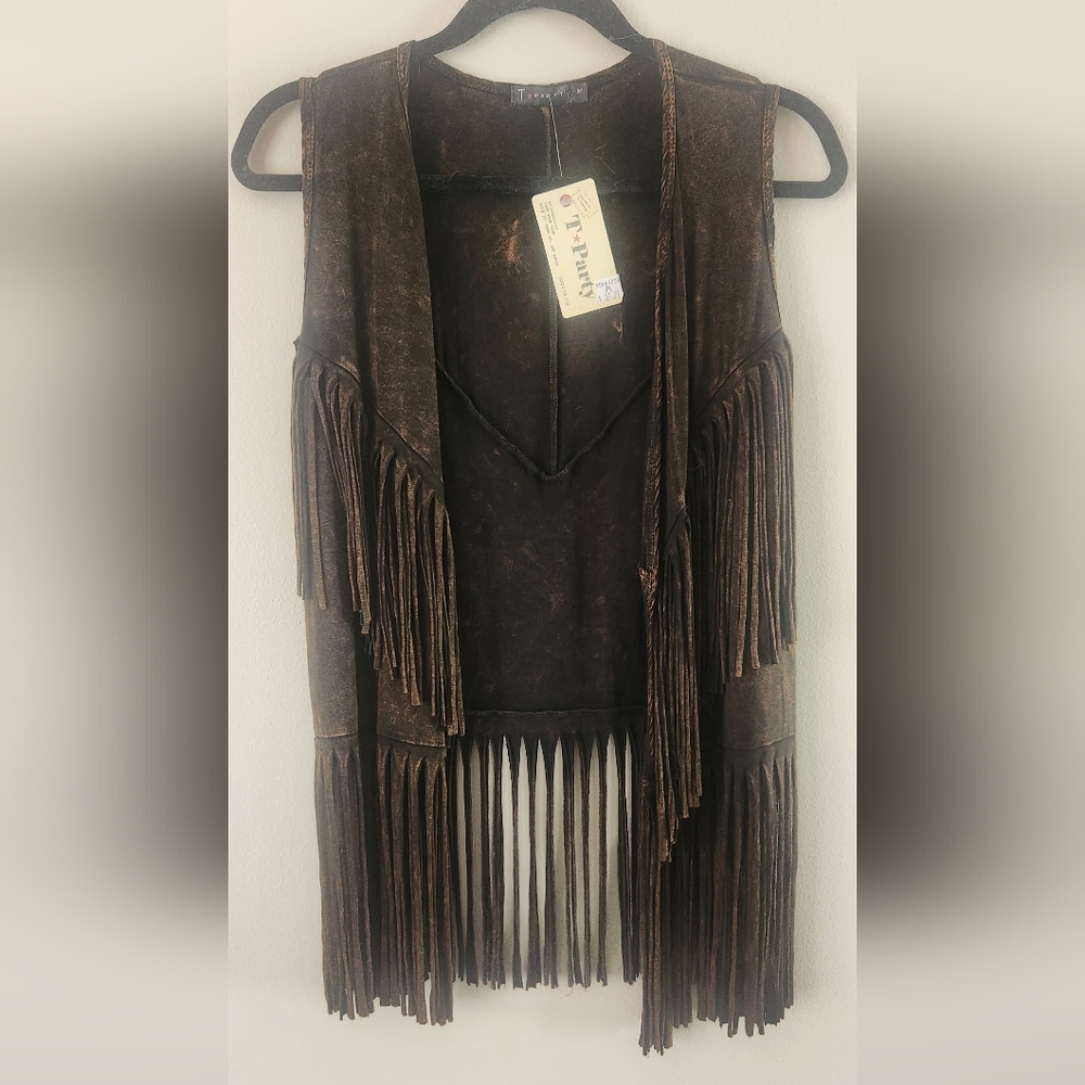 NWT, T Party Fringe Western Vest, Medium